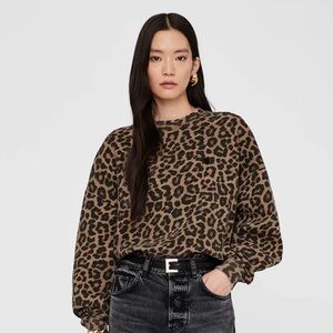 Anine Bing Miles Sweatshirt in Black and Brown Leopard